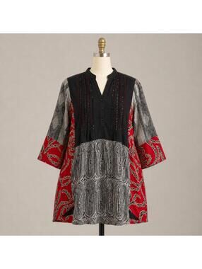 Ulla Popken mixed print tunic top ❤️🖤